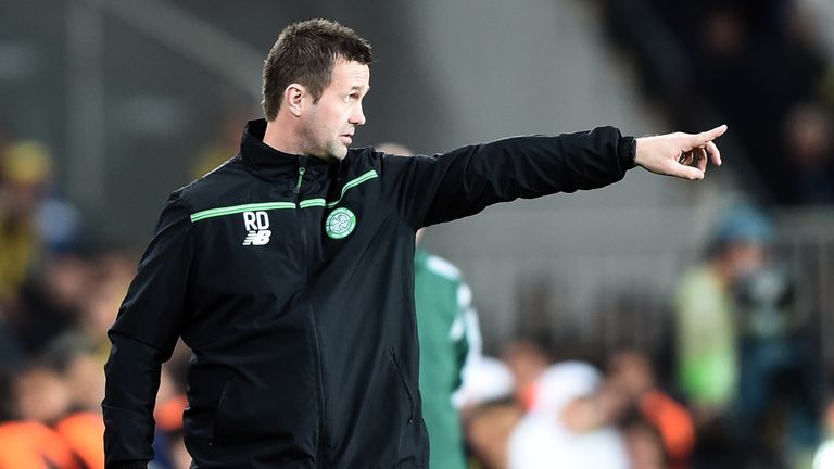 Celtic's head coach Ronny Diela gestures during the UEFA Europa League football match between Fenerbahce and Celtic on December 10, 2015