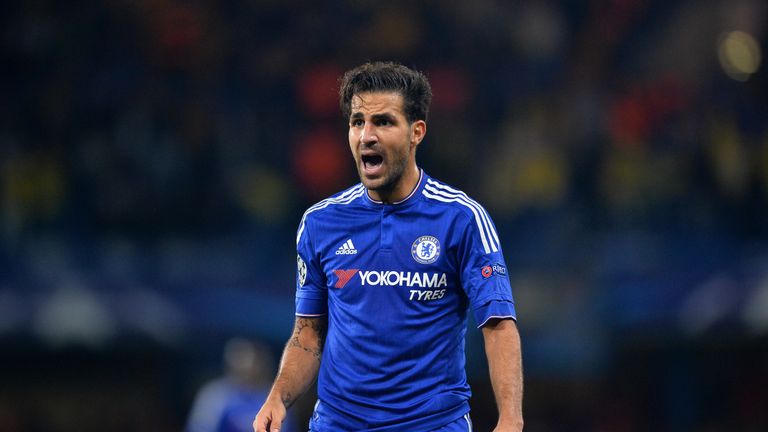 Chelsea's Spanish midfielder Cesc Fabregas shouts during the UEFA Champions League, group G, football match between Chelsea and Maccabi Tel Aviv