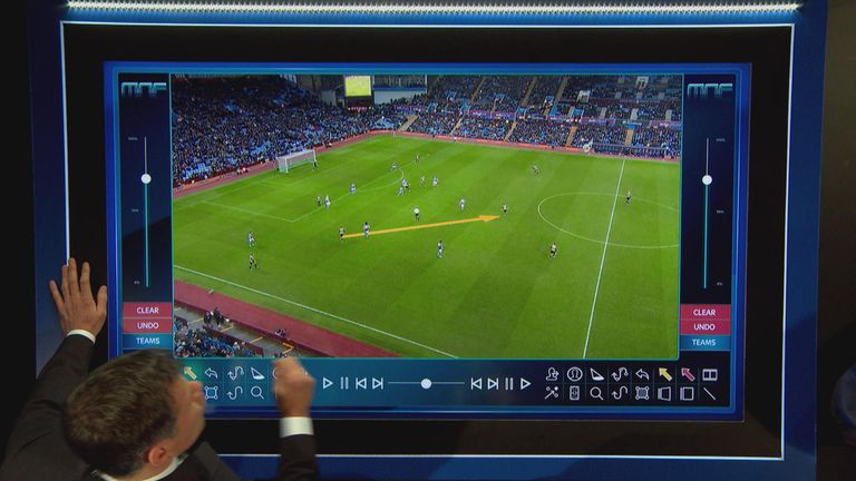 The MNF team showed the distance between midfield partners Ramsey and Flamini against Aston Villa