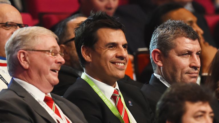 Chris Coleman, manager of Wales, reacts after being drawn against England in Group B