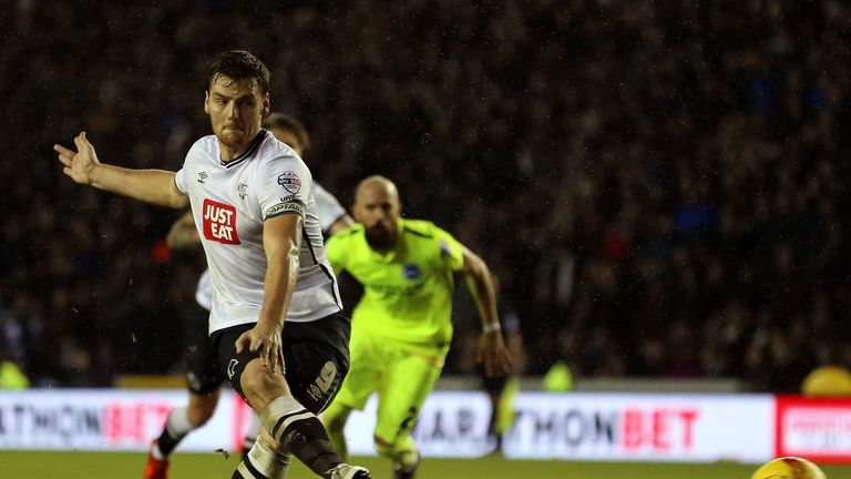 Derby County's Chris Martin scores their second goal 