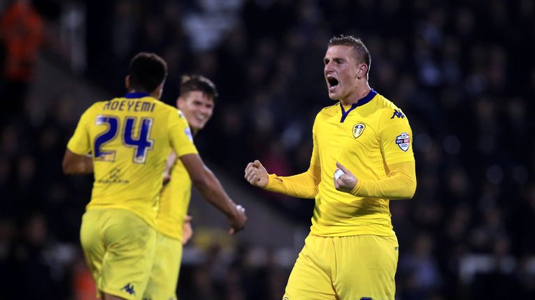 Leeds United's Chris Wood celebrates scoring for Leeds