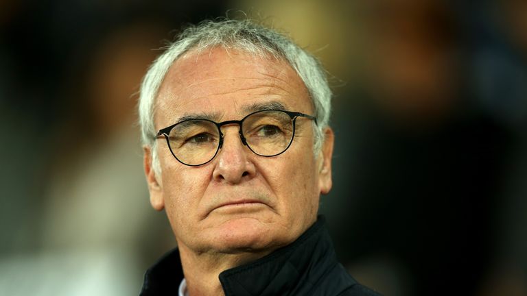 Claudio Ranieri looks on prior to the Barclays Premier League match between Swansea City and Leicester City