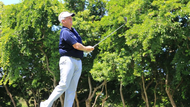 Colin Montgomerie of Scotland in action during the first round of the MCB Tour Championship