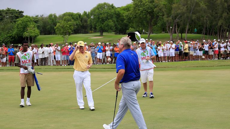 POSTE DE FLACQ, MAURITIUS - DECEMBER 13:  Colin Montgomerie of Scotland in action during the final round of the MCB Tour Championship played at the Legends