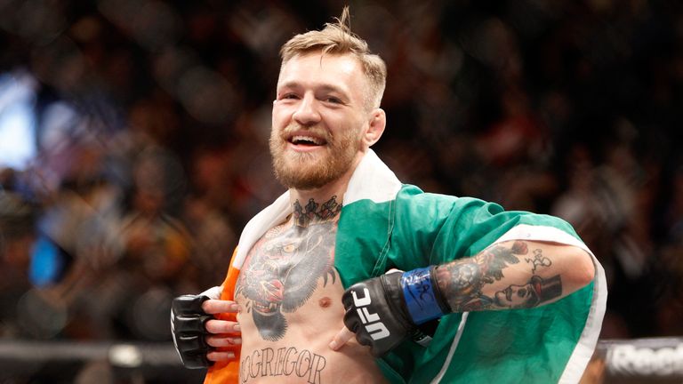 LAS VEGAS, NV - DECEMBER 12:  Conor McGregor celebrates after a first-round knockout