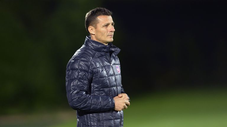 Steaua Bucharest's coach Constantin Galca looks on during the UEFA Europa League match