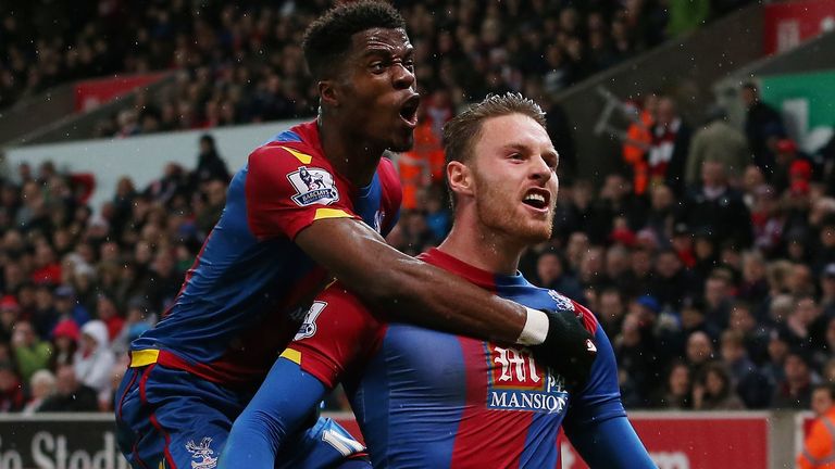 Crystal Palace striker Connor Wickham celebrates after scoring