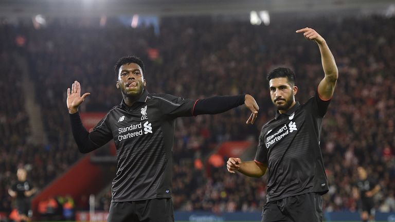 Daniel Sturridge celebrates scoring Liverpool's equaliser