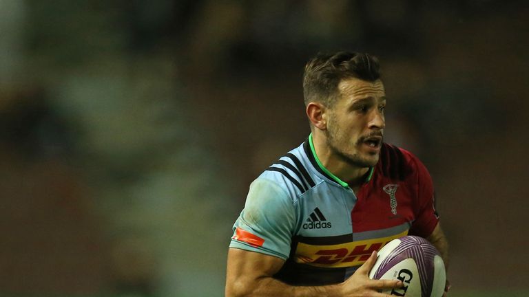 LONDON, ENGLAND - NOVEMBER 12: Danny Care of Harlequins makes a break during the European Rugby Challenge Cup pool 3 match between Harlequins and Montpelli