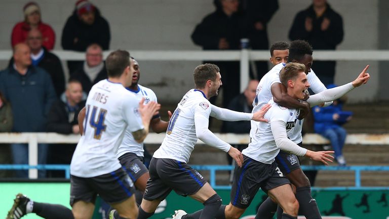 Danny Rose of Bury celebrates 