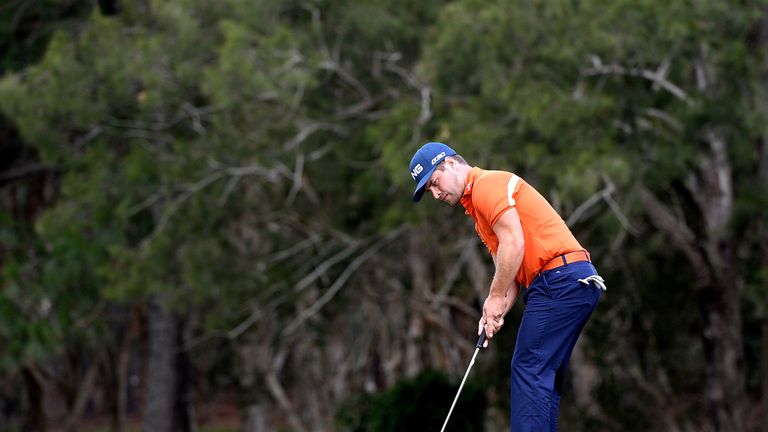 David Lingmerth on the 14th green at Royal Pines on day two