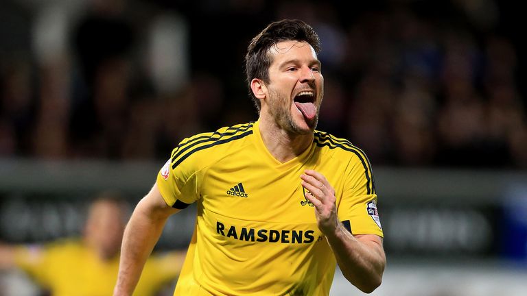 David Nugent celebrates his goal