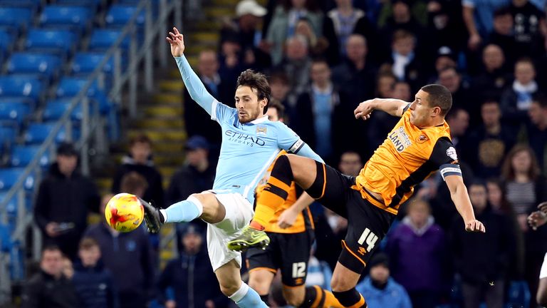 David Silva, Jake Livermore, Manchester City v Hull City, Capital One Cup