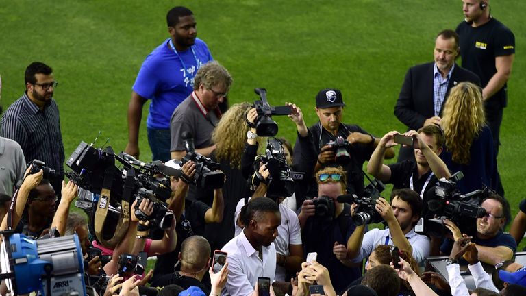 Didier Drogba received a popular reception on his arrival at Montreal