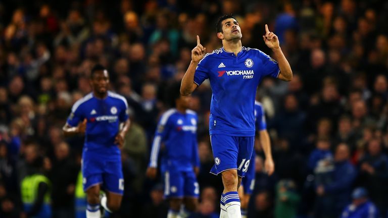 Diego Costa celebrates scoring Chelsea's second goal