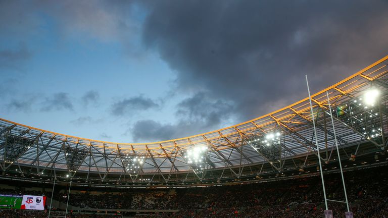 A general view of the stadium during the International Rugby League Test Series match between England and New Zealand at the Olympic Stadium