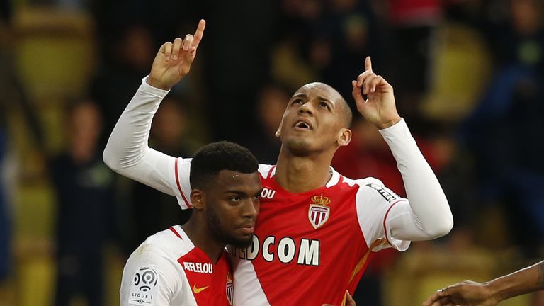 Fabinho (r) scored the only goal of the game as Monaco beat St Etienne