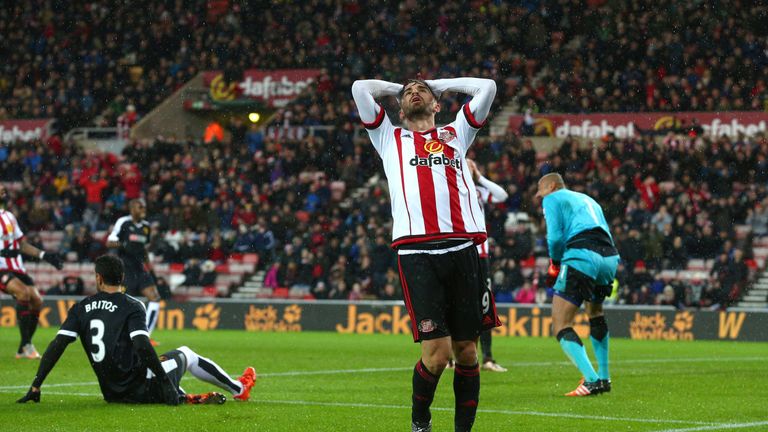 Fabio Borini of Sunderland reacts after missing a chance 