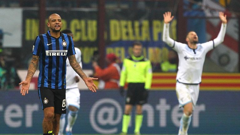 Felipe Melo shows his frustration during Inter Milan's defeat to Lazio