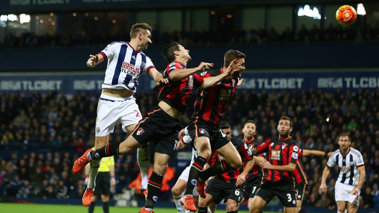 Gareth McAuley heads in West Brom's equaliser in the 79th minute