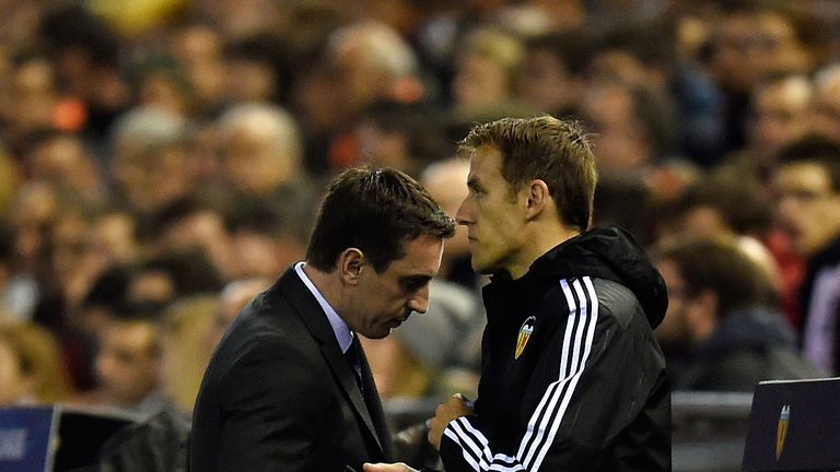 Gary Neville endured a frustrating night at the Mestalla