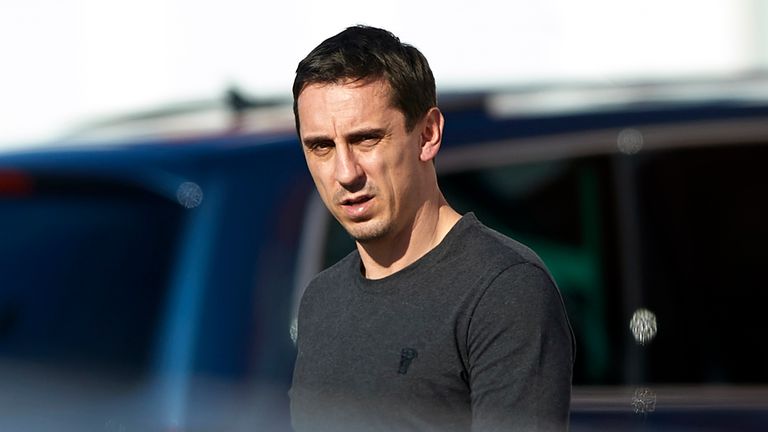 New head coach of Valencia, Gary Neville, arrives at Paterna Training Centre 