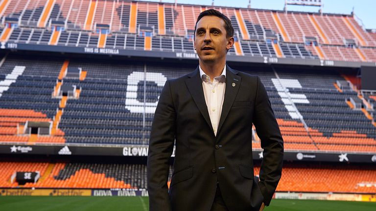 Gary Neville was officially unveiled to the media on Thursday