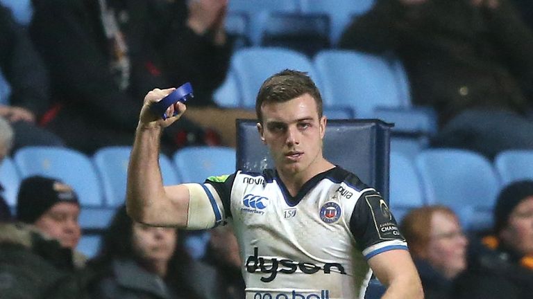 Bath's George  Ford celebrates his injury time match-winning conversion