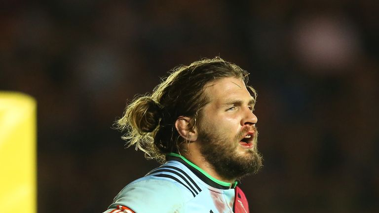 Harlequins' Luke Wallace who crossed for two tries against Calvisano