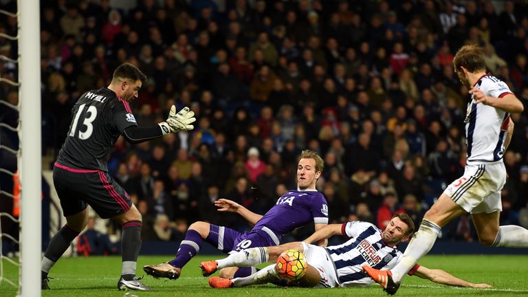 Harry Kane of Tottenham Hotspur reacts after missing a chance against West Brom