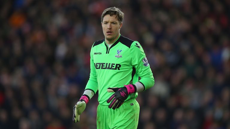 Crystal Palace goalkeeper Wayne Hennessey in action against Southampton