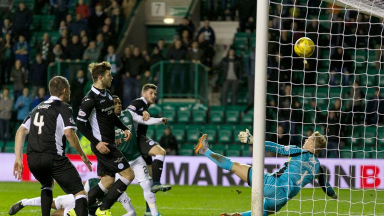 Hibernian's Dominique Malonga (grounded) stoops to conquer at Easter Road in their 1-0 victory over Queen of the South