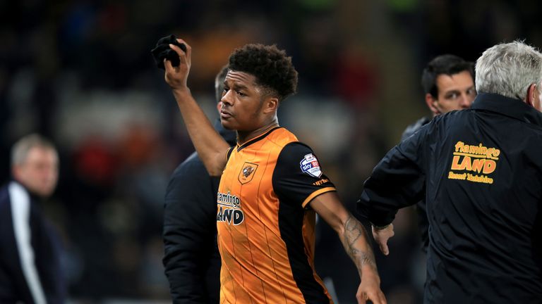 Hull City's Chuba Akpom shows his disappointment after being substituted against Reading