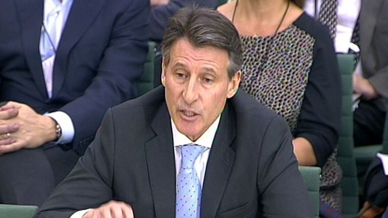 IAAF president Lord Coe gives evidence to the Commons Culture, Media and Sport committee in the House of Commons