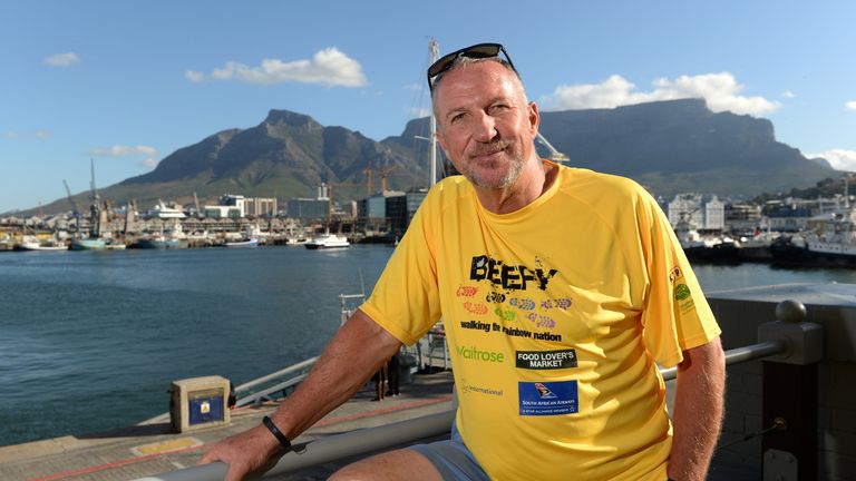 CAPE TOWN, SOUTH AFRICA - DECEMBER 09:  In this handout image provided by Philip Brown, Sir Ian Botham poses in Cape Town on the eve of his latest fundrais