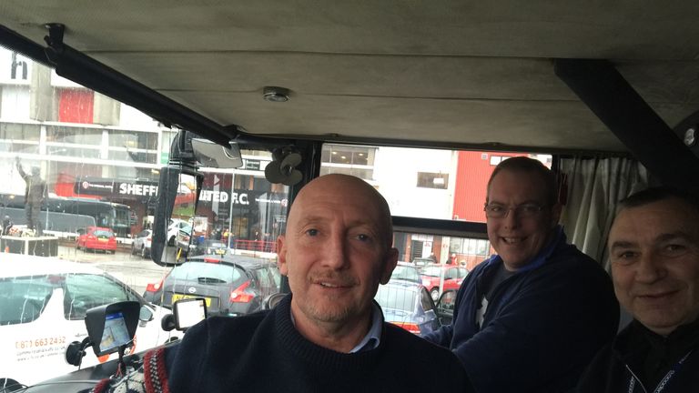 Ollie, Larry and Mick wave goodbye to Sheffield - and hello to Blackburn.