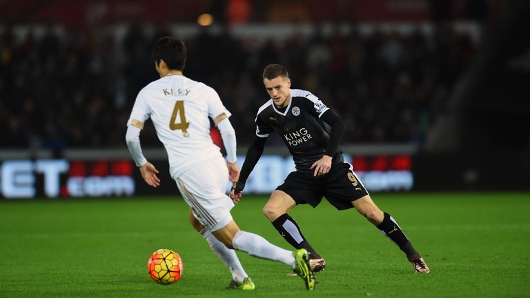 Leicester striker Jamie Vardy could not add to his goalscoring record against Swansea