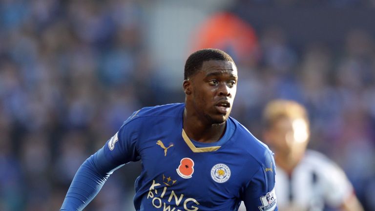Jeff Schlupp of Leicester City in action during the Barclays Premier League match against West Bromwich Albion on October 31
