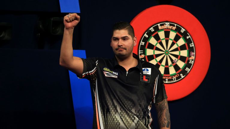 Jelle Klaasen celebrates his victory over Phil Taylor