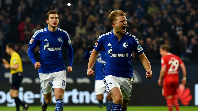Johannes Geis of Schalke celebrates 