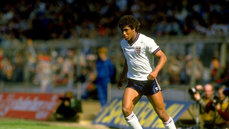 John Barnes of England in action during the international match against USSR played at Wembley Stadium in 1984