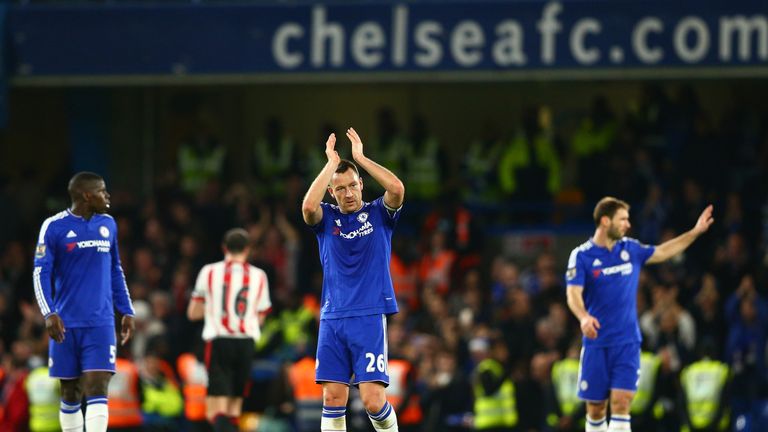 John Terry of Chelsea applauds fans