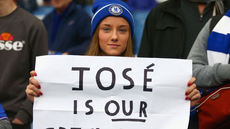 Dozens of banners were unfurled in support for Jose Mourinho 