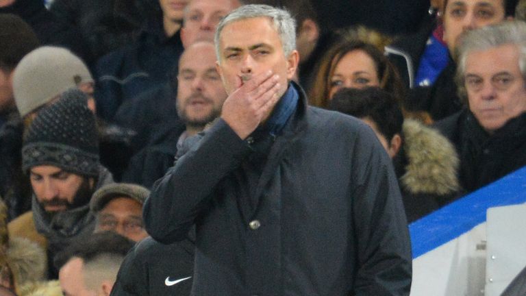 Chelsea's Portuguese manager Jose Mourinho reacts after losing the English Premier League football match between 