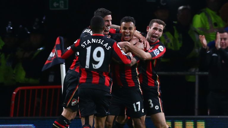 Joshua King of Bournemouth celebrates