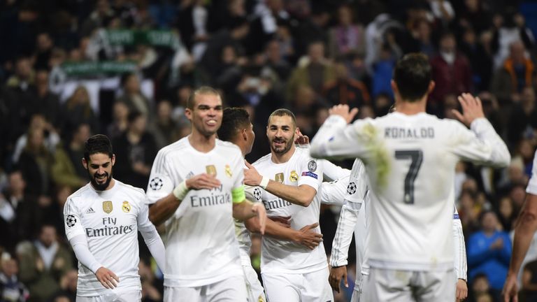 Karim Benzema goal celeb, Real Madrid v Malmo, UEFA Champions League