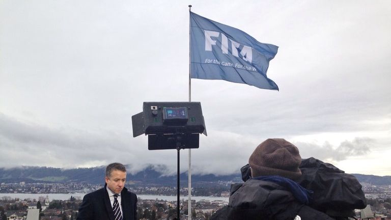 Sky Sports News reporter Kaveh Solhekol in Switzerland covering the latest on FIFA
