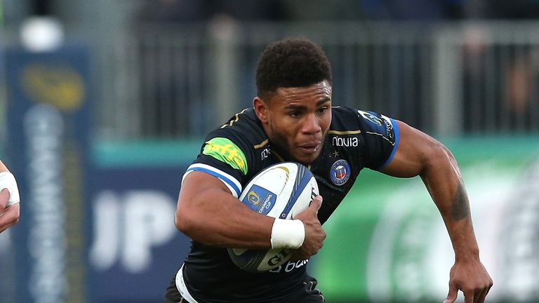 Kyle Eastmond of Bath runs with the ball during the European Rugby Champions Cup match between Bath and Leinster