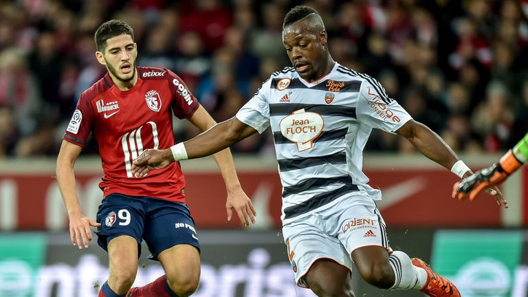 Lamine Kone (R) during the Ligue 1 match between Lille and Lorient earlier this month